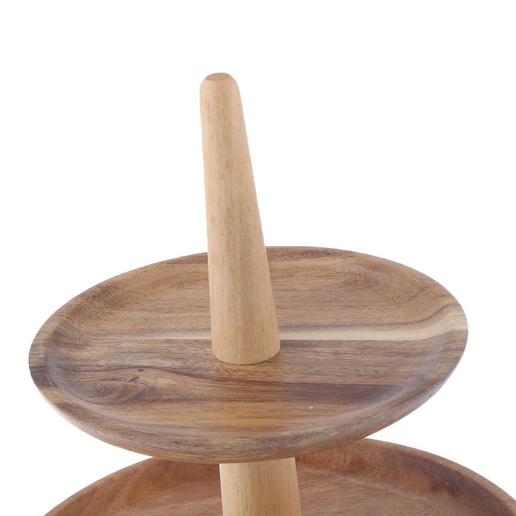 2/3 Tier Cake Snack Stand Wooden Serving Tray Fruit Platter Cupcake Holder