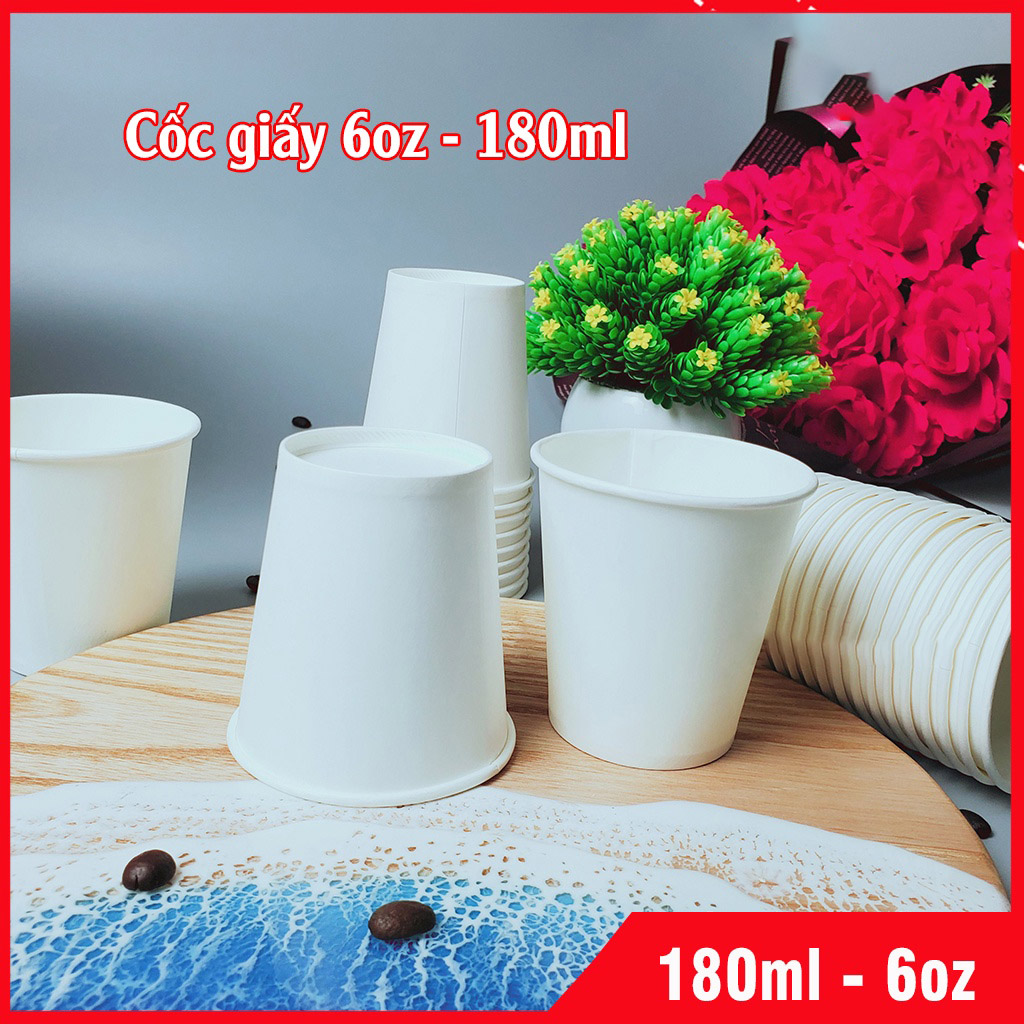 Set 50 cốc giấy 180ml cao cấp ly giấy NHẬP KHẨU HÀN QUỐC