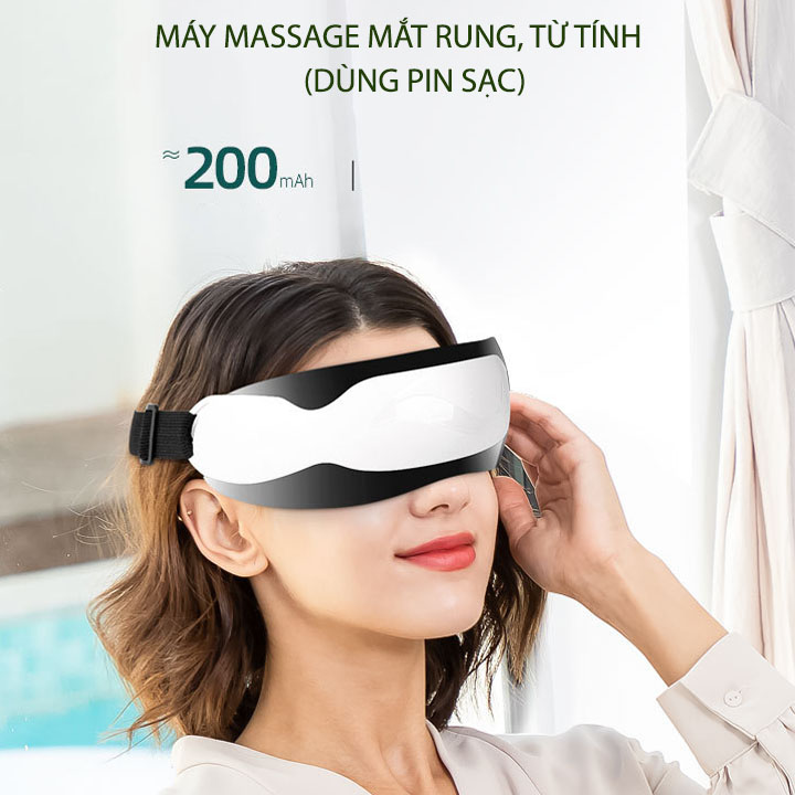 Máy massage mắt, rung 22 đầu từ tính, dùng pin sạc, nhiều chế độ rung