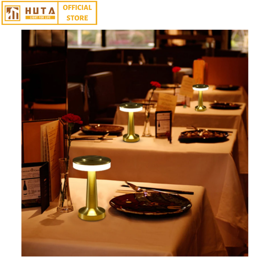Đèn Led Để Bàn Quầy Bar Nhà Hàng HUTA RESDIA1 Cảm Ứng Tích Điện, Điều Chỉnh Ánh Sáng Vàng, Trang Trí Quán Bar, Nhà Hàng, Quán Cà Phê