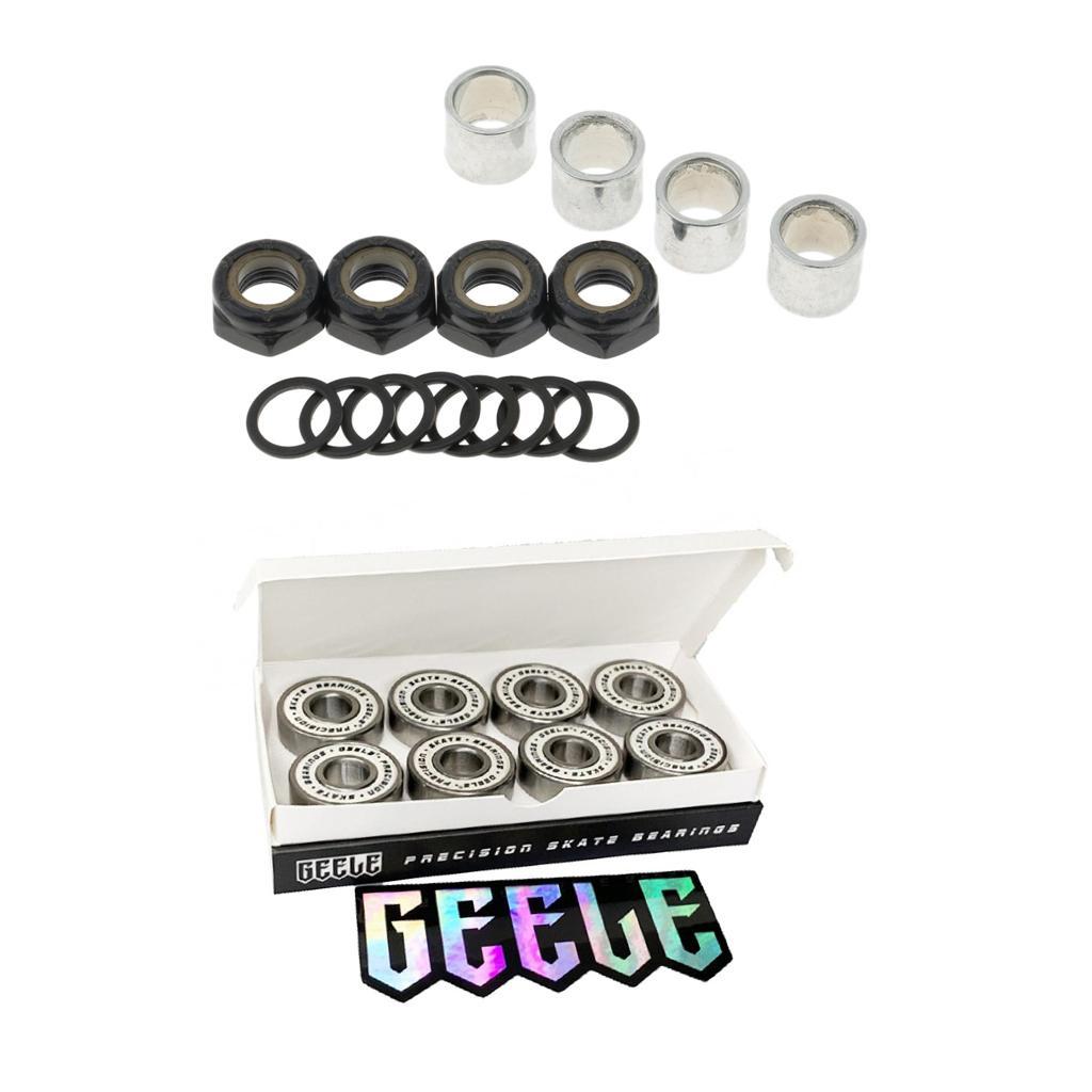 Skateboard Bearings w Bearing Spacer Nuts Axle Speed Washers Scooter Part