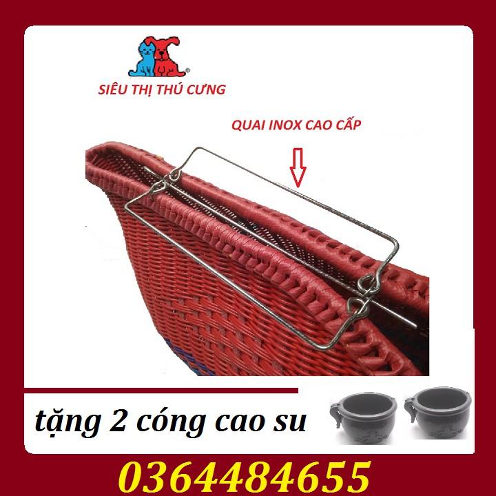 GIỎ GÀ CHỌI CHỌI QUAI INOX CAO CẤP - TẶNG NGAY 2 CÓNG CAO SU