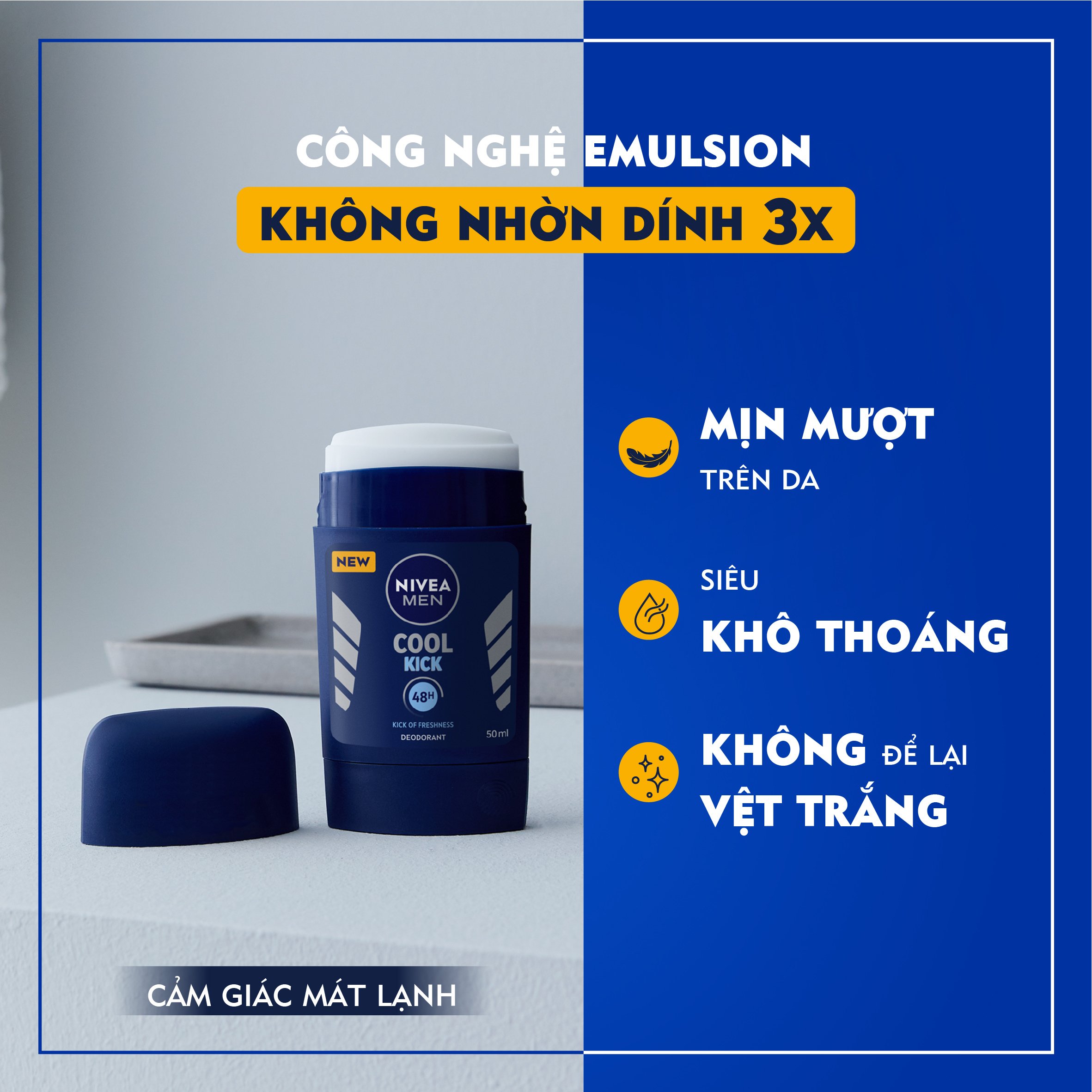 Sáp Ngăn Mùi NIVEA MEN Cool Kick Mát Lạnh - 83139