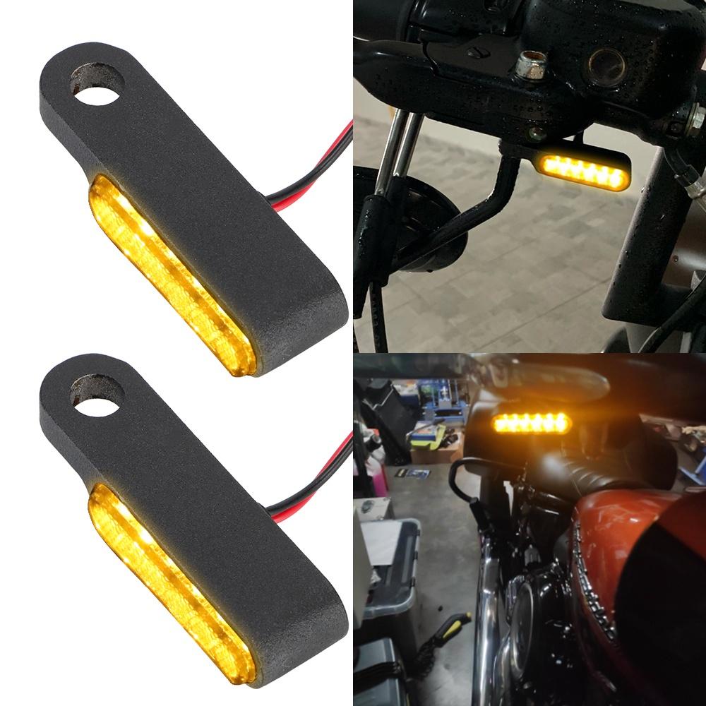 Set 2 đèn LED tín hiệu màu hổ phách DC 12V gắn tay lái xe máy Cafe Racer Scooter ATV