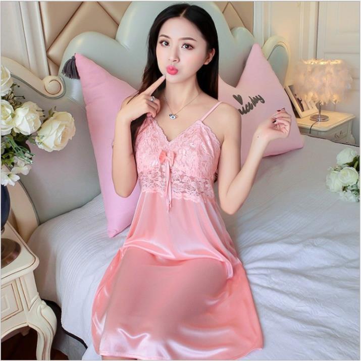 Đầm Ngủ Sexy Váy Ngủ 2 Dây Dáng Xòe️FreeShip - Chất Đẹp️ Lụa Satin Mềm Mát Mịn *