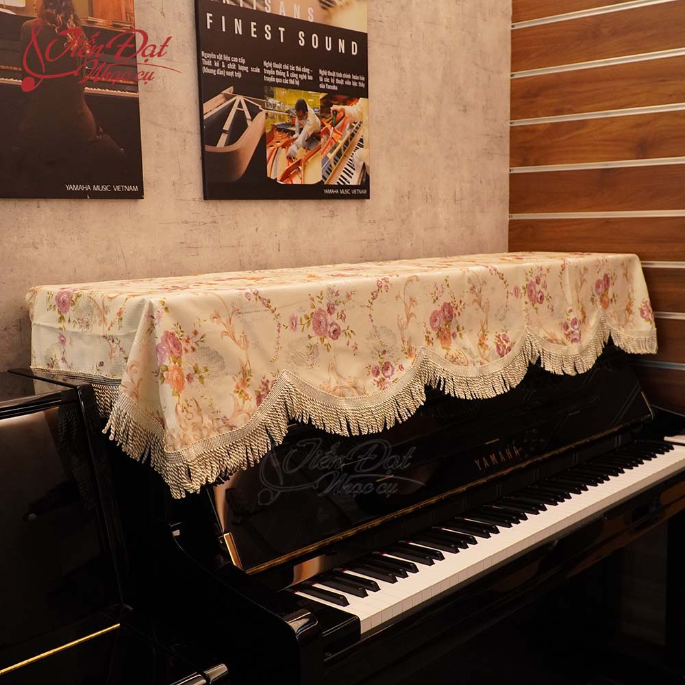 Khăn Phủ Nắp Đàn Thêu Hoa Hồng, Họa Tiết Sang Trọng KU-014