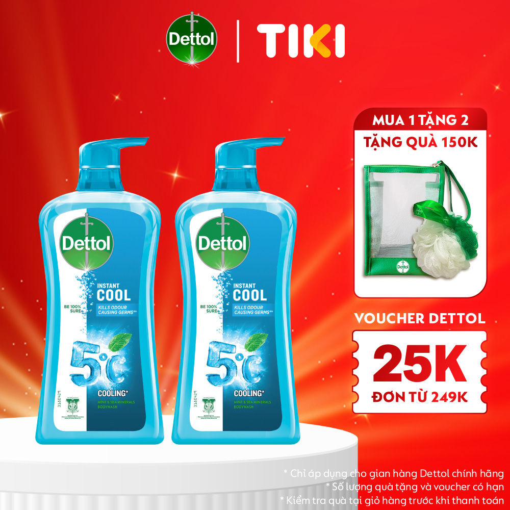 Combo 2 chai sữa tắm Dettol mát lạnh tức thì - Chai 950g