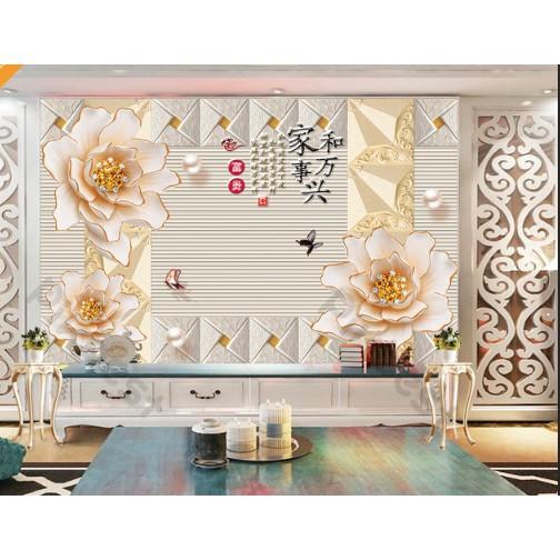 Tranh dán tường Tranh bức tường hoa trang sức nổi bật, tranh dán tường 3d hiện đại MS1213875