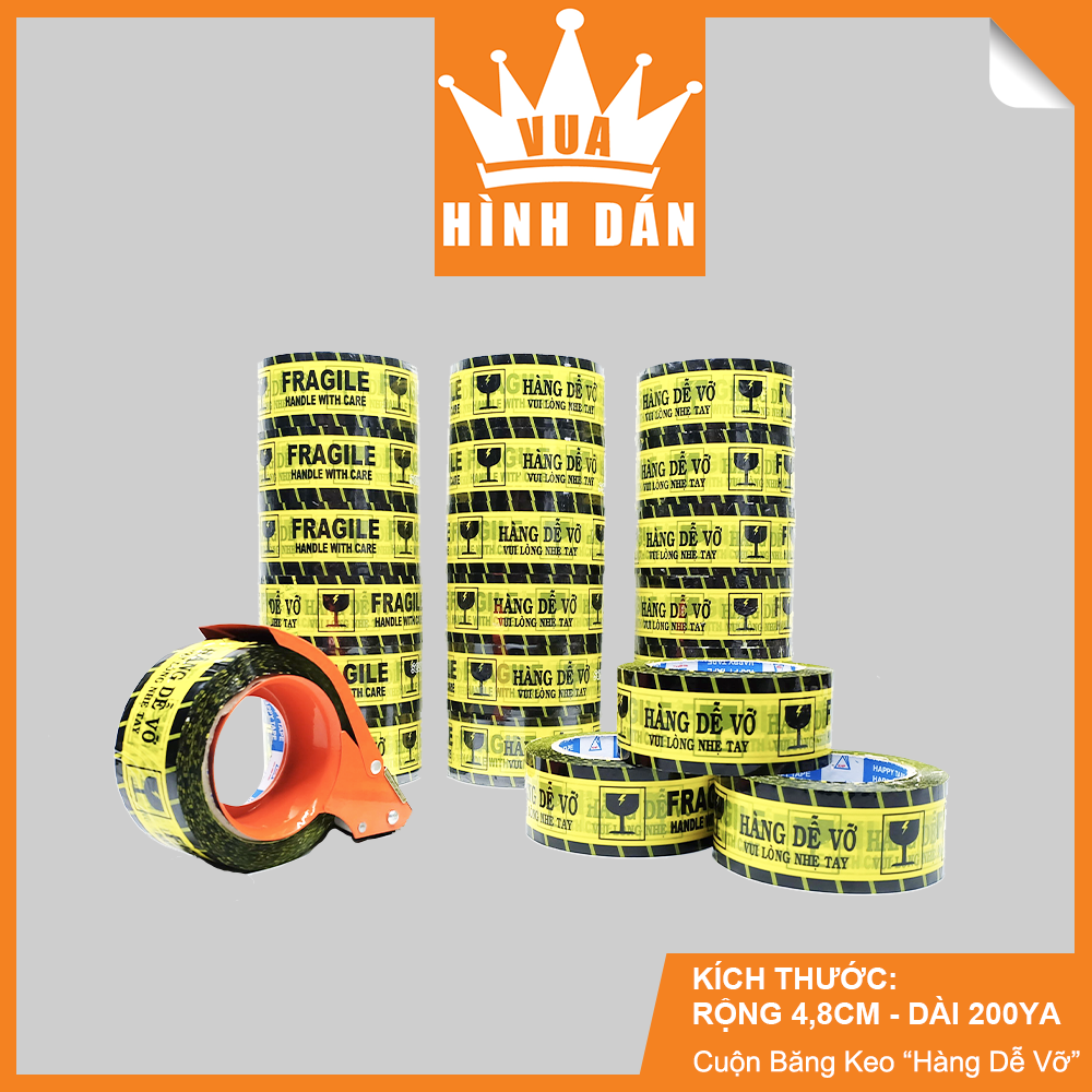 Băng Keo Hàng Dễ Vỡ Vui Lòng Nhẹ Tay - Loại 1 Cây 1.2kg 6 Cuộn 48 Mm * 100 Yard * 50 Mic
