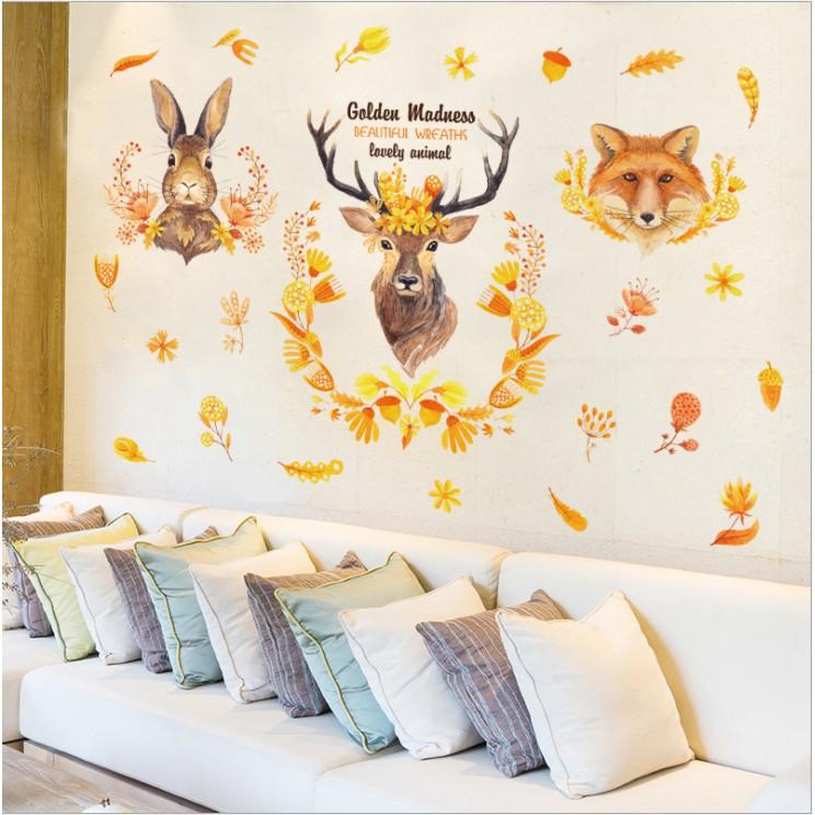 Decal trang trí tường - Đầu Nai các nhân vật độc đáo GOLDEN MADNESS