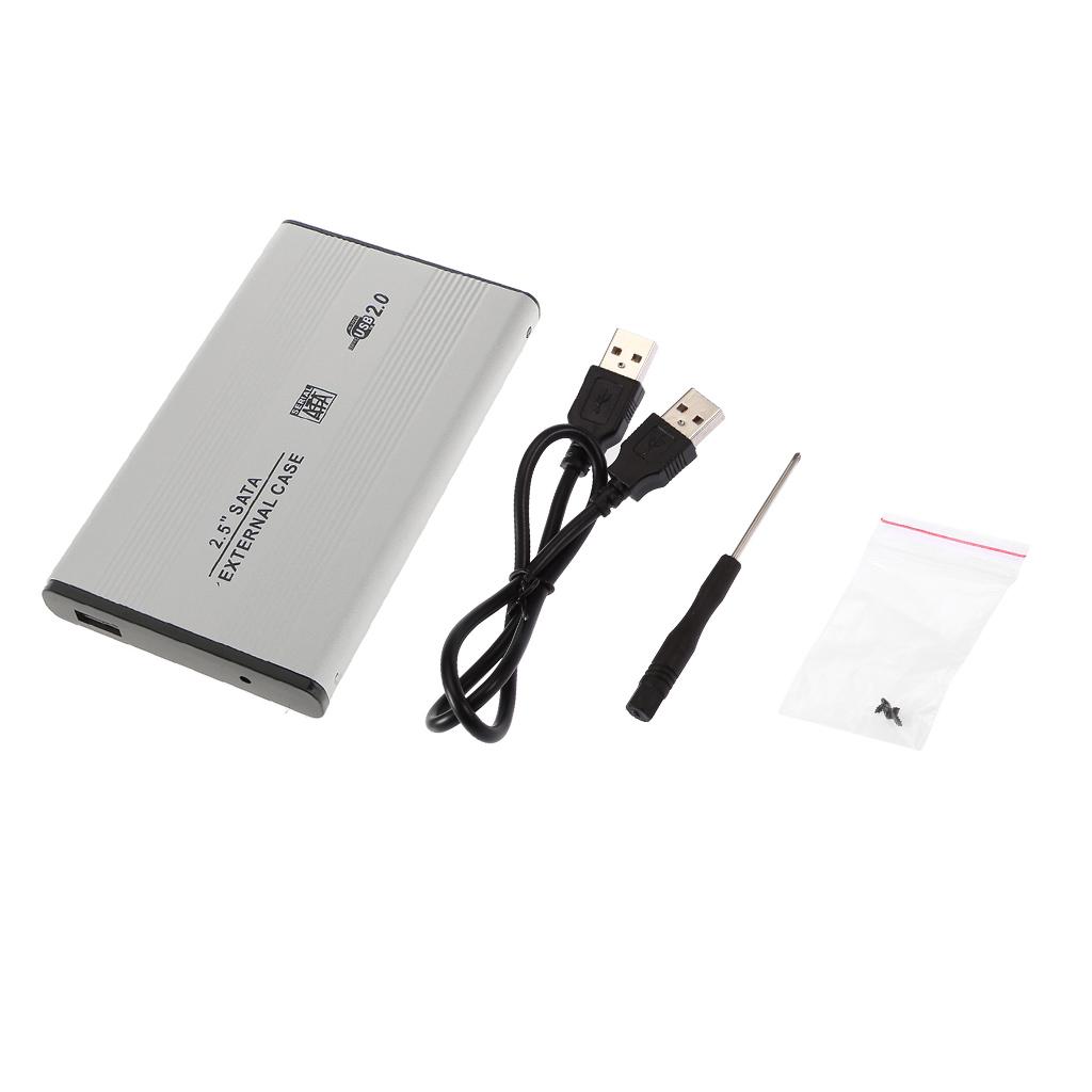 Aluminium 2.5" USB 2.0 SATA HDD Hard Drive Disk External Case Enclosure