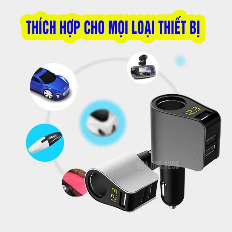 Tẩu Sạc ô tô, xe hơi Hyundai - Có Đèn Led Báo Điện Áp Ắc Quy - Đầu ra 3 cổng USB, 1 cổng tẩu tròn - sạc nhanh