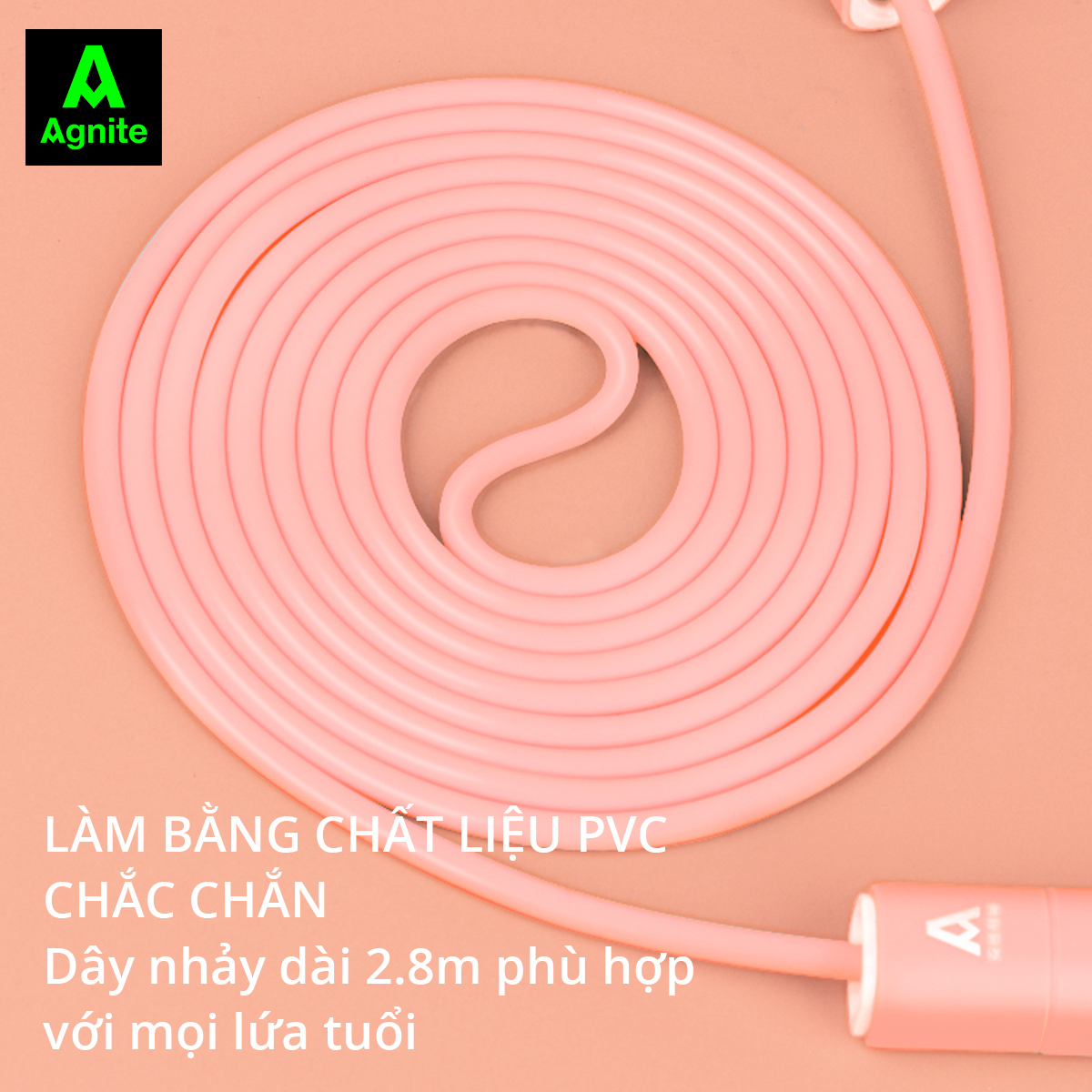 Dây Nhảy Thể Dục Thể Thao 2.8M  Không Dây/Có Dây Điều Chỉnh Độ Dài 2 trong 1 Agnite - YOGA Gym, Hỗ Trợ Luyện Tập Thể Dục Tại Nhà, Giảm Cân , Phù Hợp Mọi Không Gian, Màu Sắc Đa Dạng - Hàng Chính Hãng - F4143