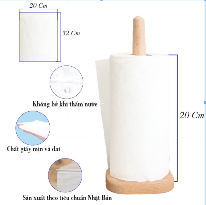 Cuộn giấy lớn đa năng Japani1000S dùng vệ sinh đa năng hai lớp cắt sheet 35cm - 1000gr