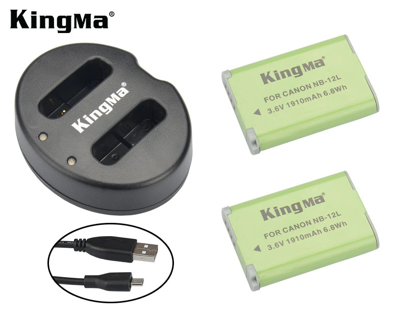Bộ 2 pin 1 sạc Kingma cho Canon NB-12L, Hàng chính hãng