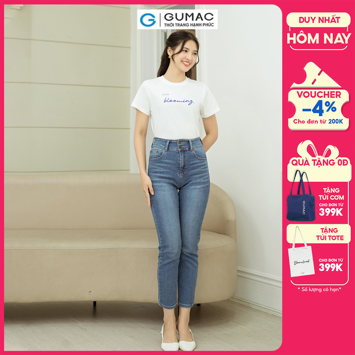 Quần Jeans slim GUMAC QJD08041