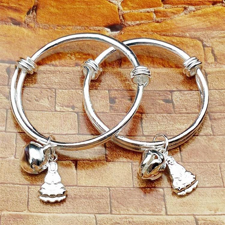 Combo Kiềng/ Lắc Chuông Bạc - em bé, Kèm túi Nhung, Phù hợp đeo, làm quà tặng.