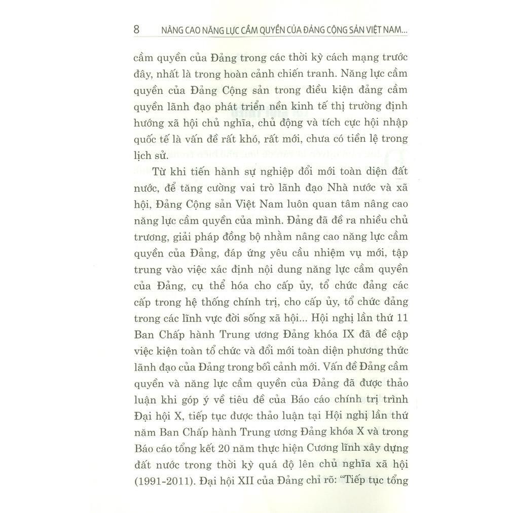 Sách - Nâng Cao Năng Lực Cầm Quyền Của Đảng Cộng Sản Việt Nam Đáp Ứng Yêu Cầu Tình Hình Mới - NXB Chính Trị Quốc Gia