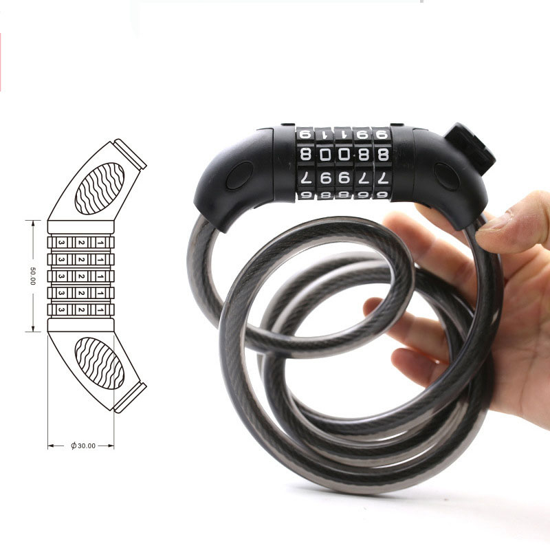 Khóa dây mật khẩu mật mã 5 số chống trộm xe máy xe đạp, khóa số dây dài của nhà tủ chống trộm