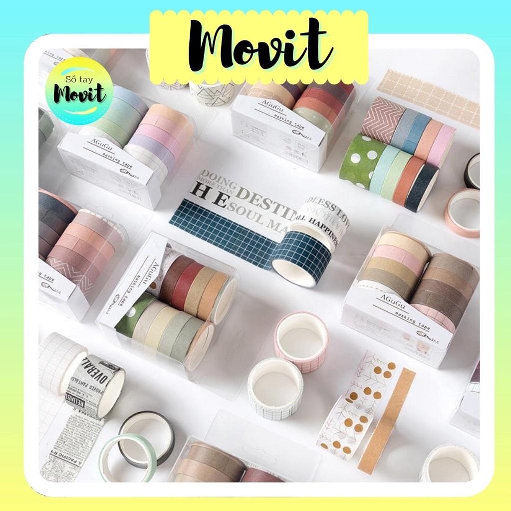 Bộ 10 cuộn băng keo trang trí washi tape nhiều chủ đề trang trí sổ tay