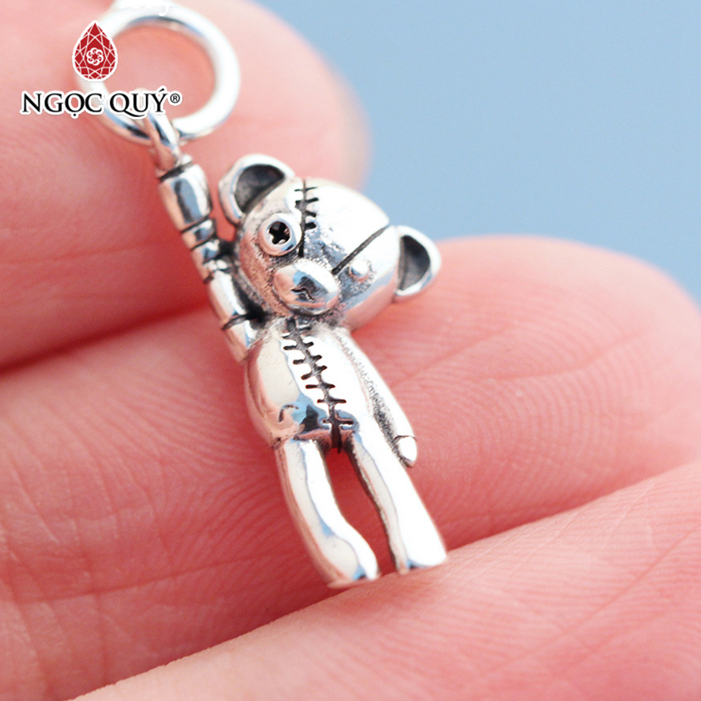 Charm bạc treo con rối hình gấu - Ngọc Quý Gemstones