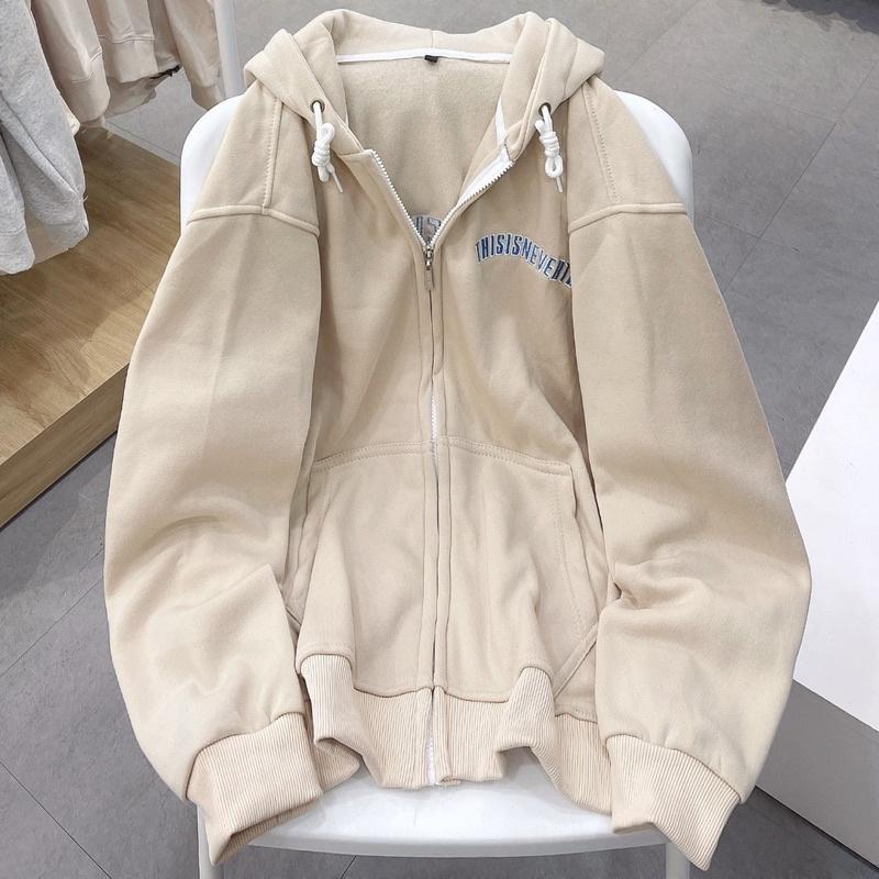 Áo khoác nỉ This màu kem unisex ảnh thật SSSTore
