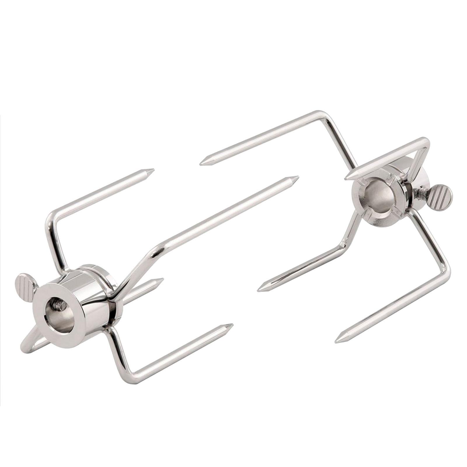2X 2x Rotisserie BBQ Spit Fork Roaster Grill Barbecue Accessories