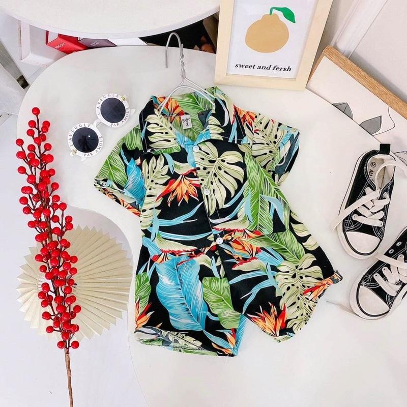 Bộ cộc tay hoa lá cho bé trai