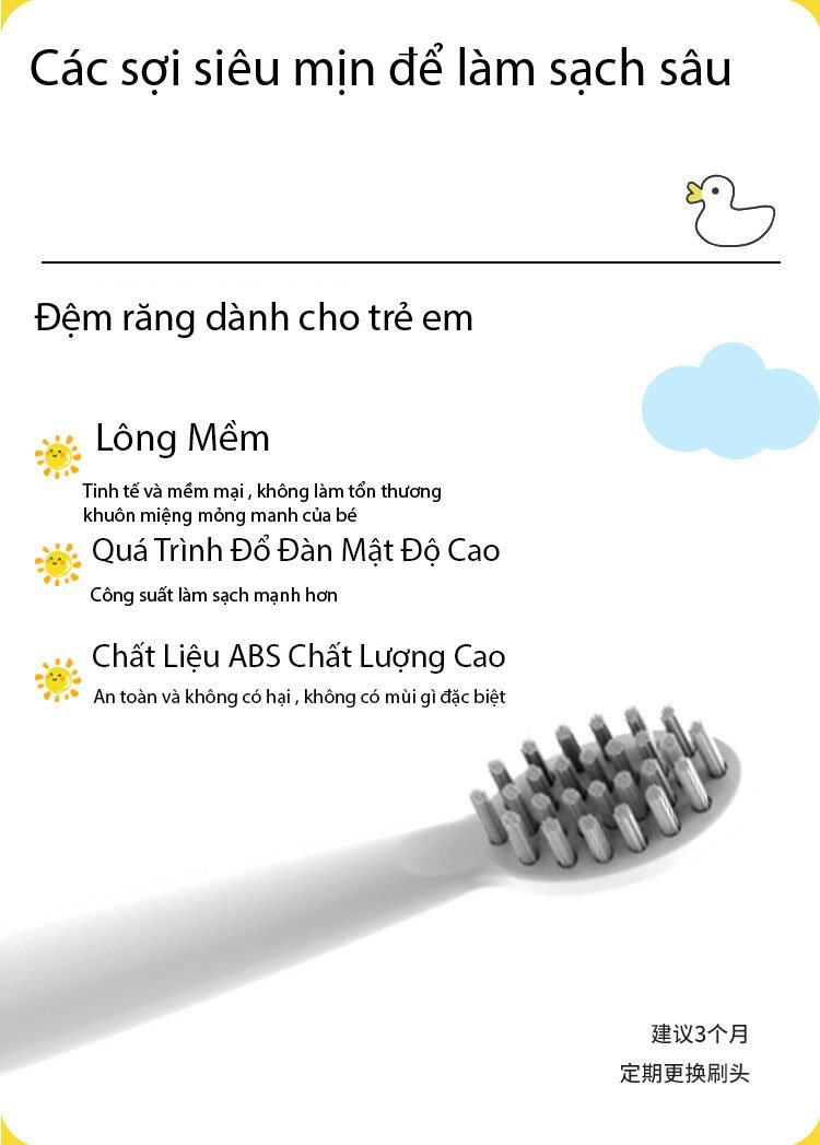 Bàn chải đánh răng điện trẻ em Enpis SS22 3 chế độ làm sạch răng, lông chải mềm kháng khuẩn-Hàng Chính Hãng