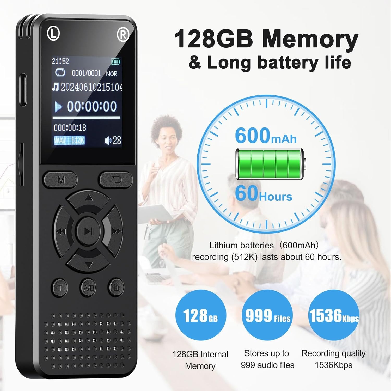 Máy Ghi Âm Chuyên Nghiệp V58 Bộ Nhớ Trong 64GB - Hàng Nhập Khẩu