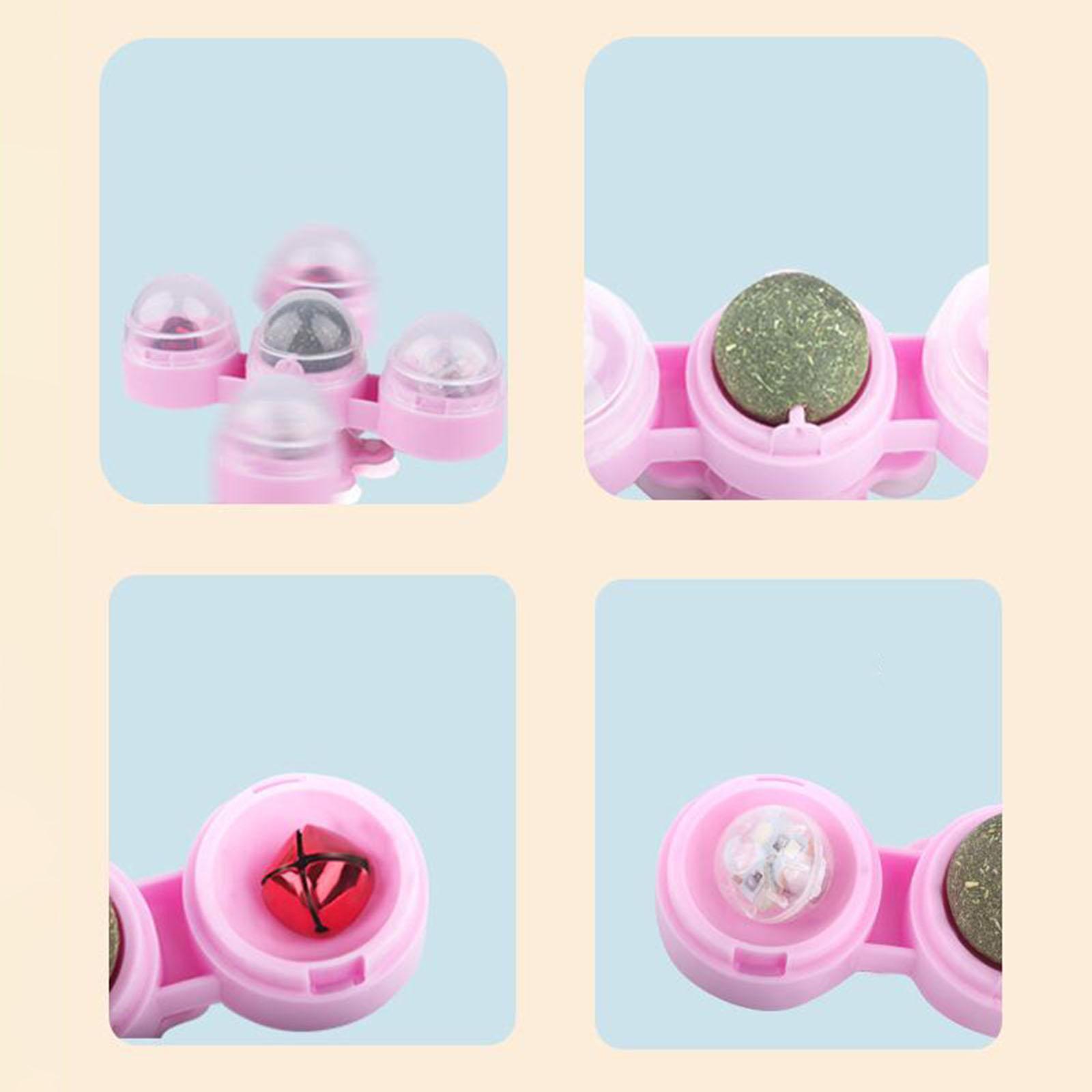 Rotating Windmill Cat Toy with Catnip Ball Lights Ball Windmill Catnip Toy Pink