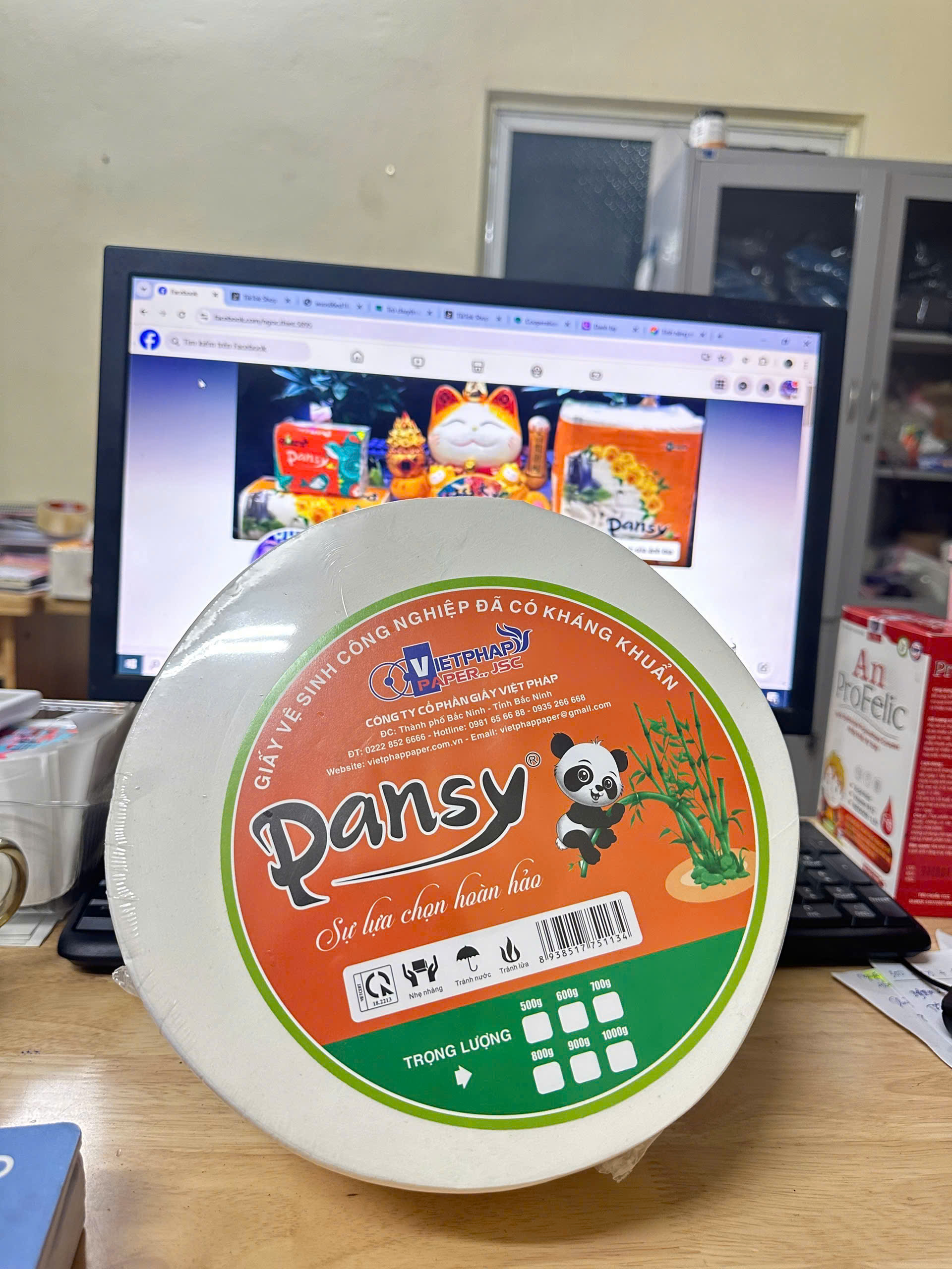 ( COMBO 5 Cuộn) Giấy Vệ Sinh Công Nghiệp PANSY 500gr Cuộn Lớn 3 Lớp Siêu Tiết Kiệm Mềm Mịn Dai Thấm Hút