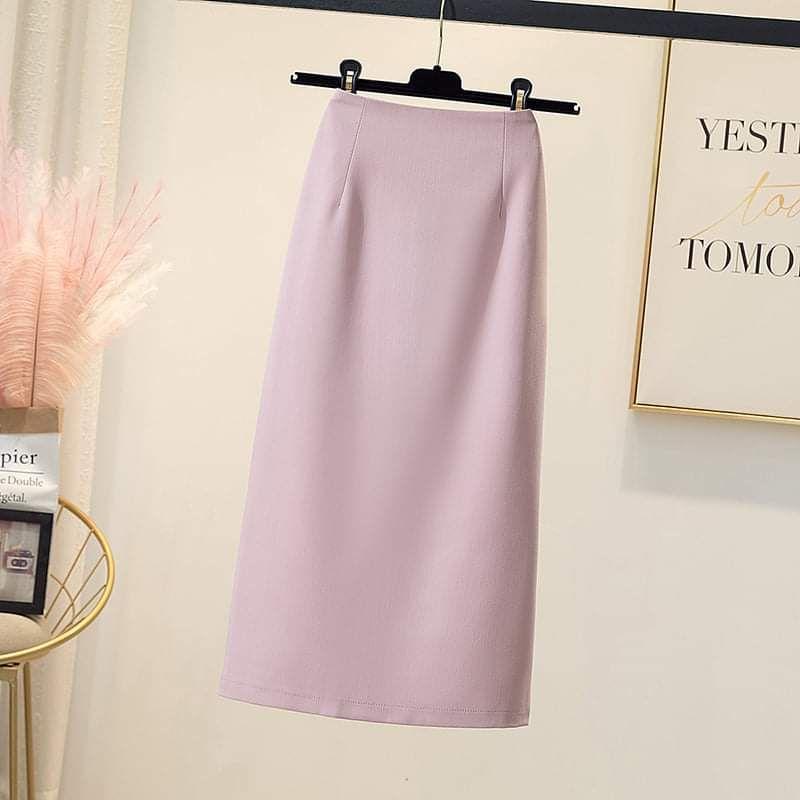 Chân váy bút chì dài 65cm dáng A nhỏ xẻ phía sau