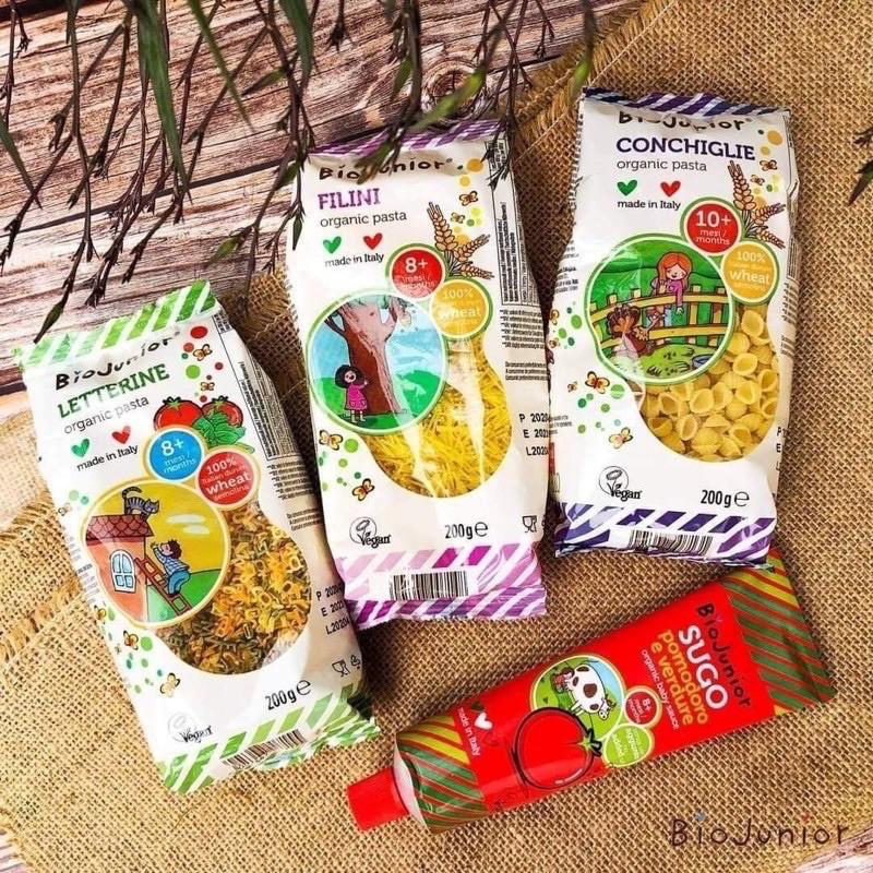 Mì nui ăn dặm hữu cơ cho bé hình chữ cái Bio Junior 200g ( từ 8 tháng tuổi)