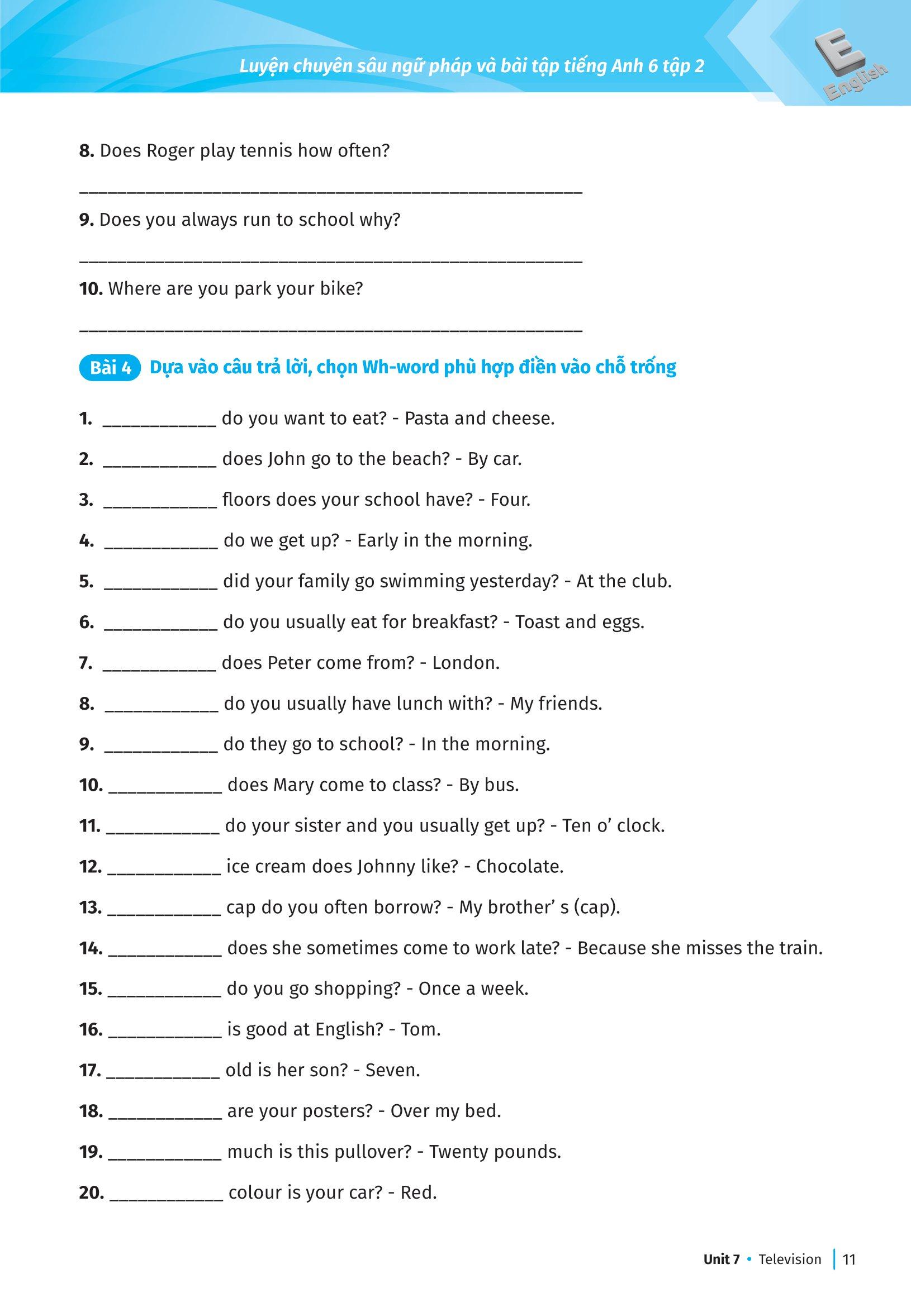 Luyện Chuyên Sâu Ngữ Pháp Và Bài Tập Tiếng Anh 6 - Tập 2 (Theo Chương Trình Global Success)