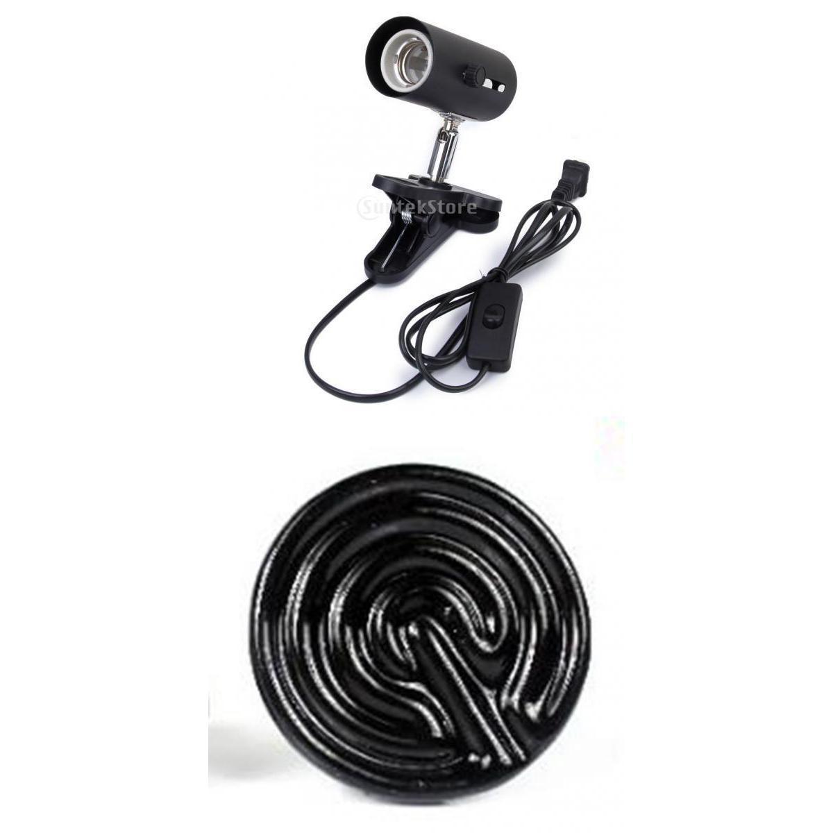NW-02 Aquarium Reptile Light Base Holder with Clamp Ceramic Heat Lamp Stand+40W Mini Infrared Ceramic Emitter Heat Lamp Light Bulb Reptile Pet Brooder