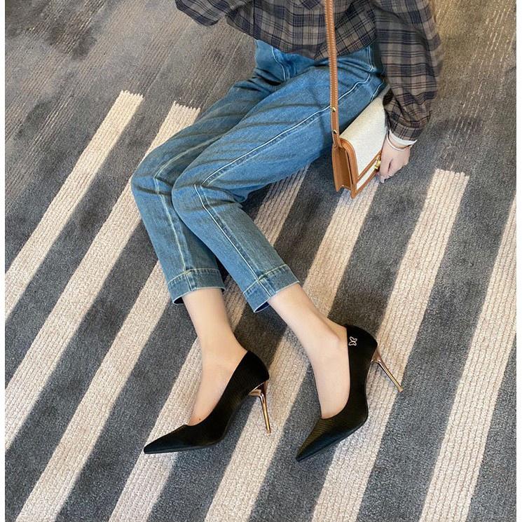 Giày Cao Gót 8 Phân Da Rắn Gót Đính Phụ Kiện 73223_152384