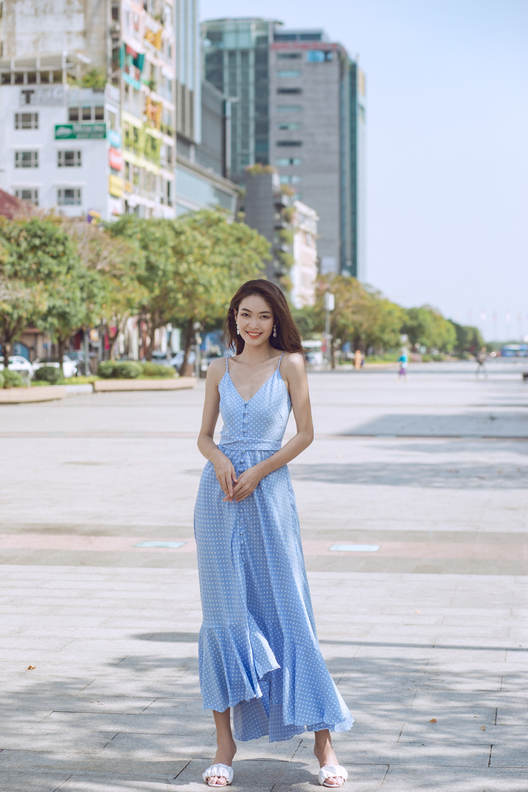 ĐẦM MAXI 2 DÂY CAO CẤP NÚT BỌC 4 MÀU - M