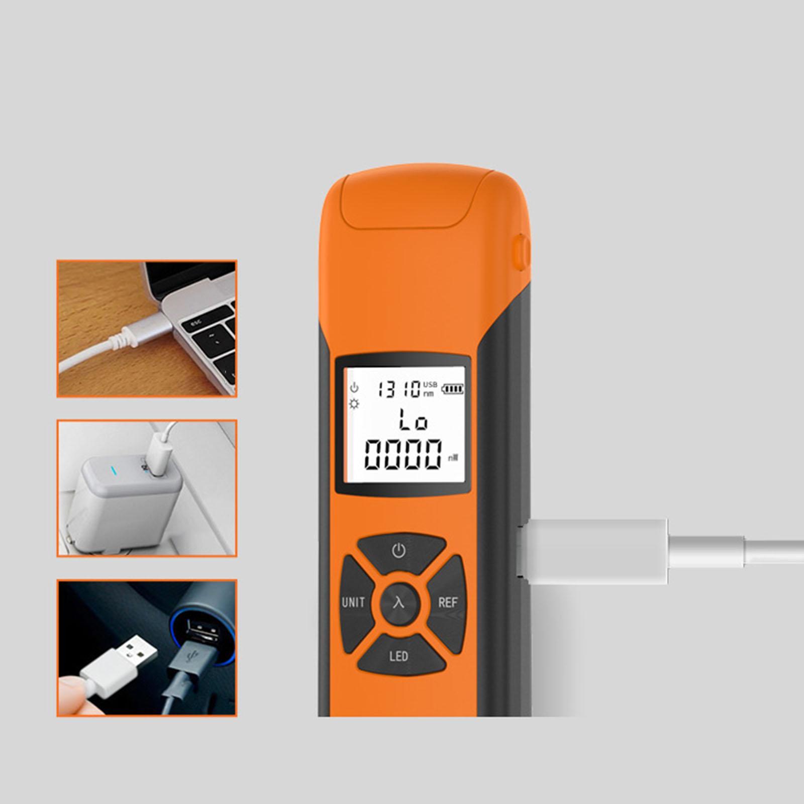 FC/SC/ST Universal USB Rechargeable Fiber Optic Power Meter With Flashlight