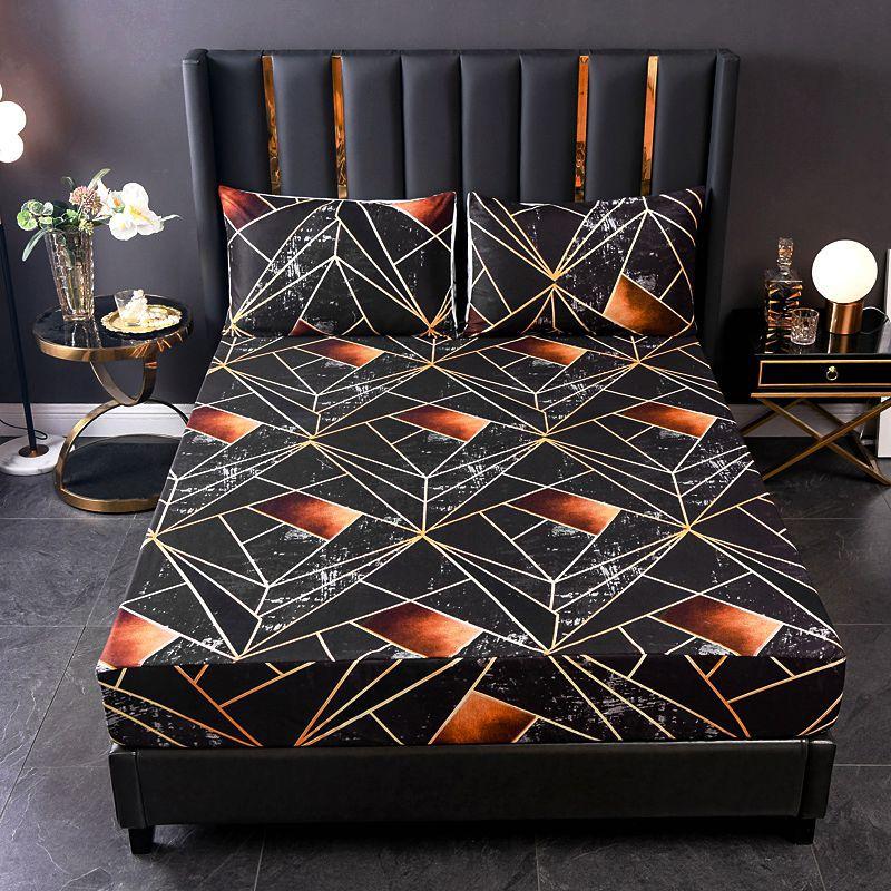 2021 Mới 3 Chiếc Chăn Ga Gối Khăn Trải Vua Kích Thước Hình Trái Tim Hoa Văn Trang Bị Tấm Bộ Dùng Cho Giường Đôi Sabanas Nệm bao Da Đàn Hồi