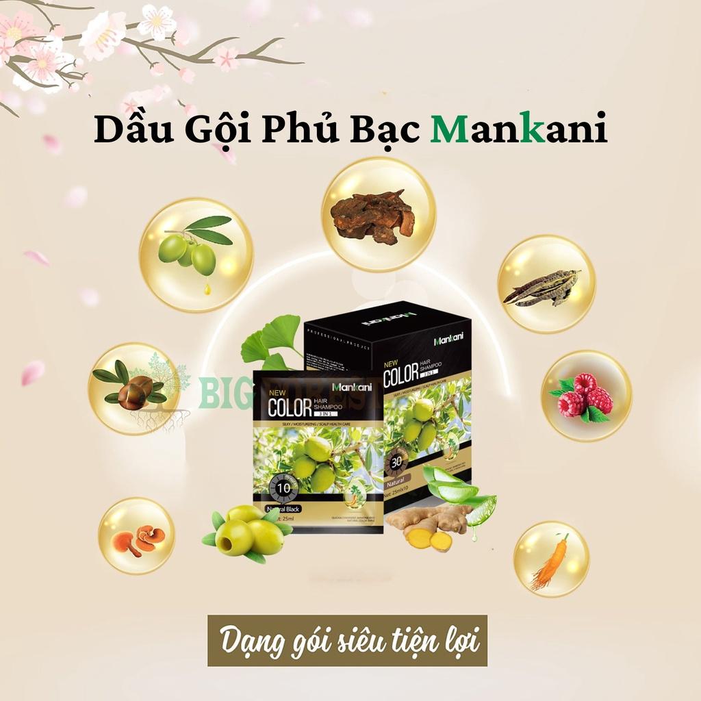 Gói Dầu Gội Nhuộm Tóc, Phủ Bạc Thảo Dược Mankani [Gói 25ml - Nho Đỏ