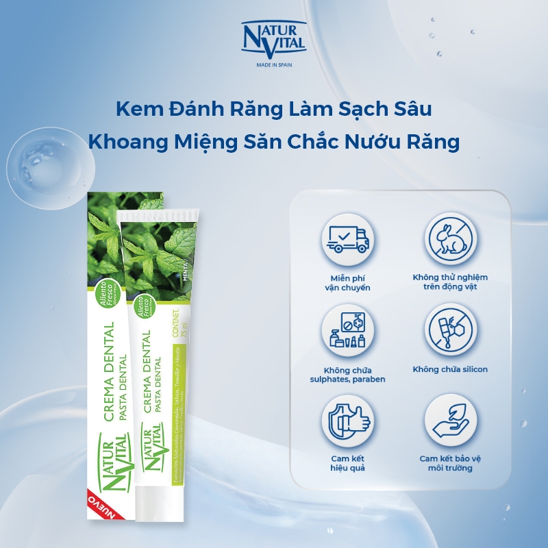 Kem Đánh Răng NaturVital Làm Sạch Sâu Khoang Miệng, Hỗ Trợ Giảm Thiểu Mảng Bám, Săn Chắc Nướu Răng, Mang Đến Hơi Thở Thơm Mát (75ml)