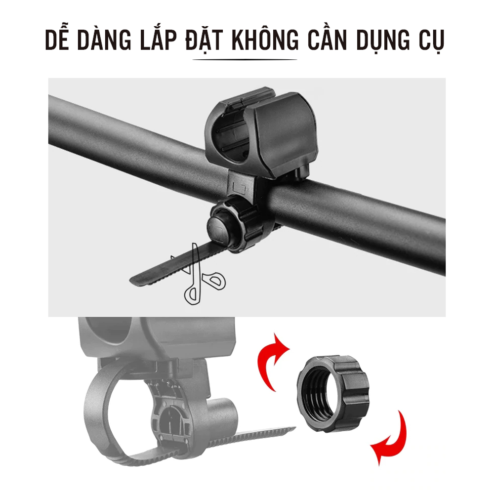 Kẹp Đèn Pin Xe Đạp, Kẹp Giữ Đèn Pin Gắn Ghi Đông Cho Xe Đạp Thể Thaom Leo Núi Lắp Đặt Dễ Dàng Mai Lee