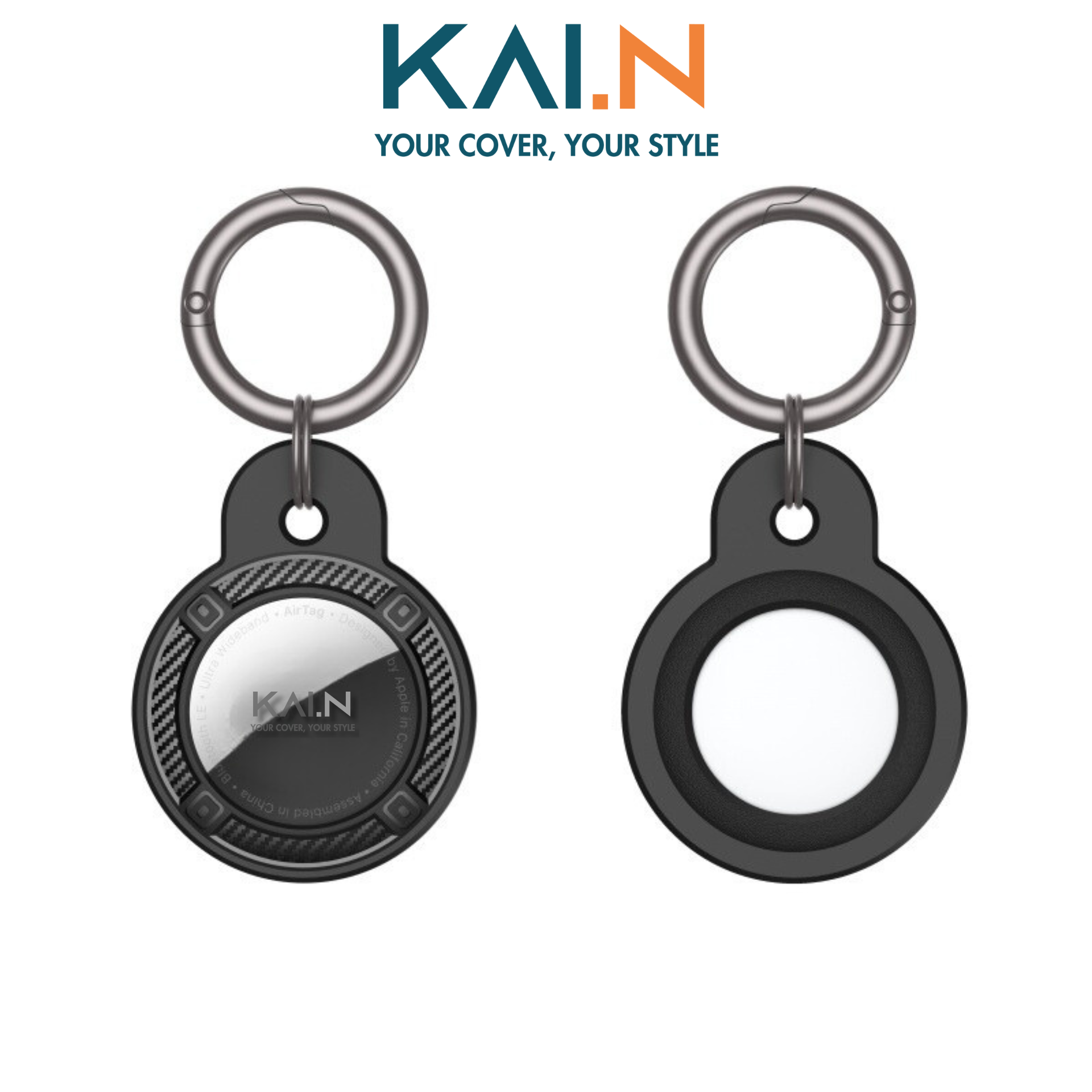 Case Ốp Vỏ Dành Cho Airtag, Kai.n Tracker Tpu Kèm Khóa - Hàng Chính Hãng - Black