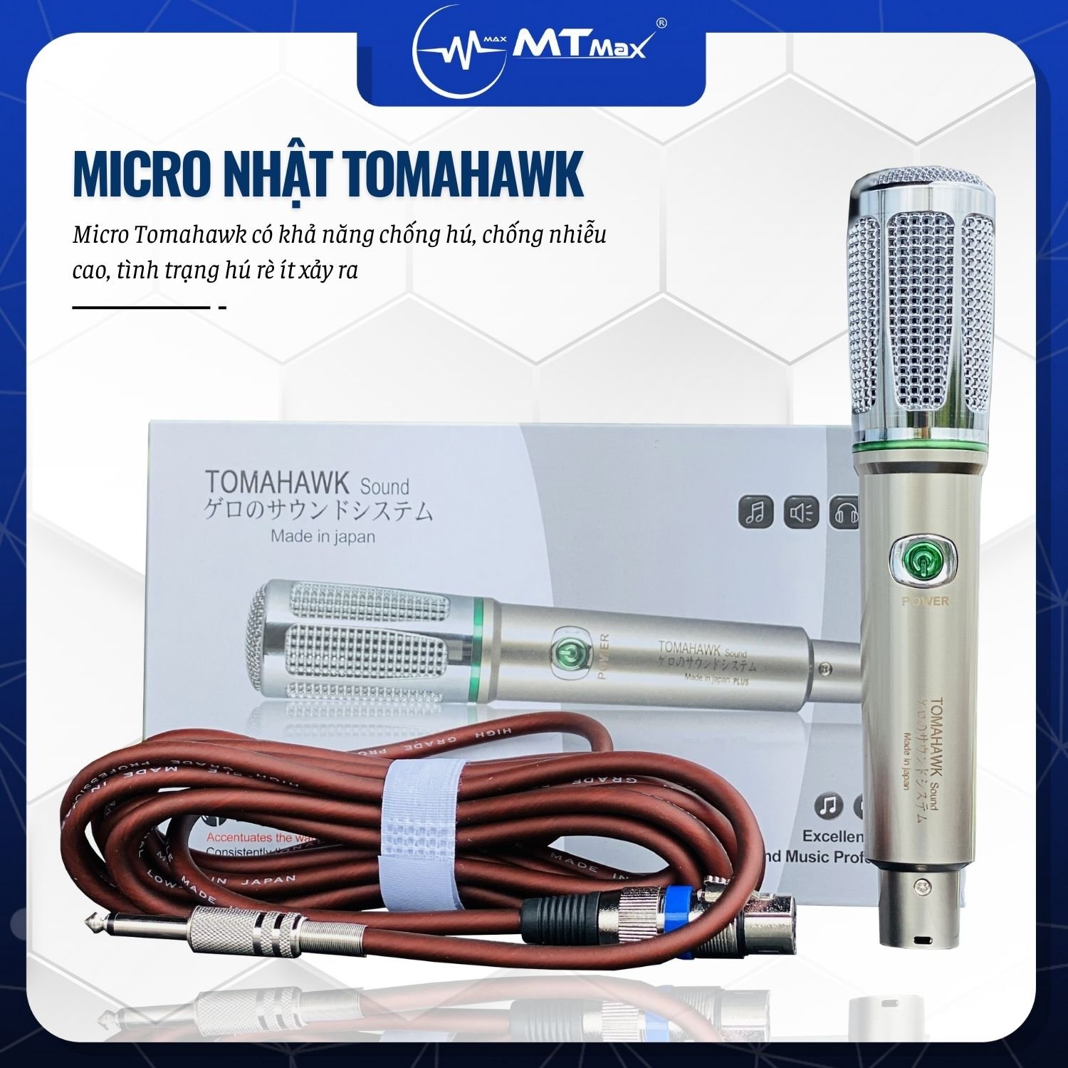 Micro Có Dây Tomahawk 2024 - Thiết Kế Bắt Mắt, Sang Trọng - Dây Dài 5m - Chống Hú Rất Tốt , Hút Mic , Tiếng Sáng, Hát Van Hàng chính hãng