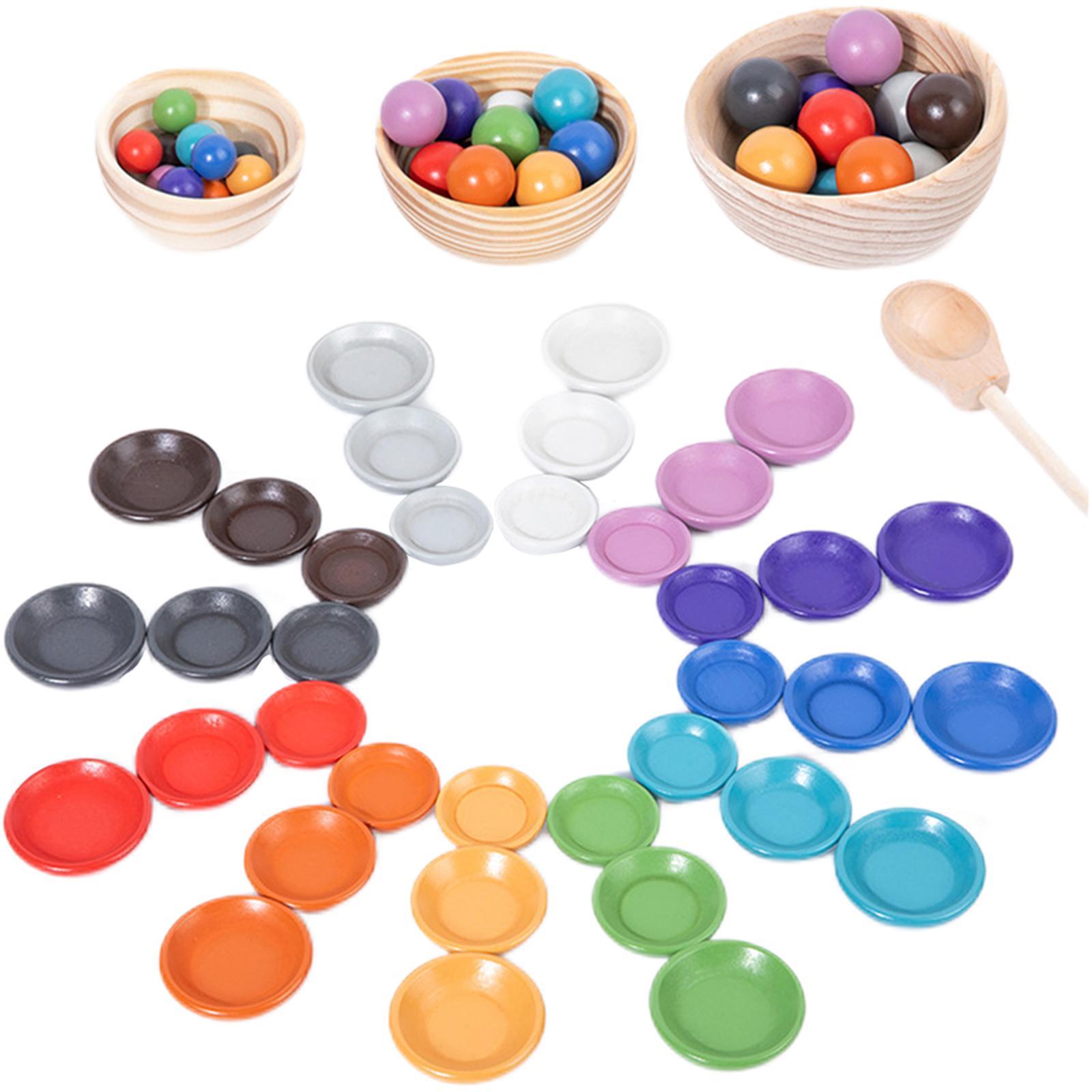 Montessori Wooden Rainbow Ball Matching Game Board Game Early Education Toys