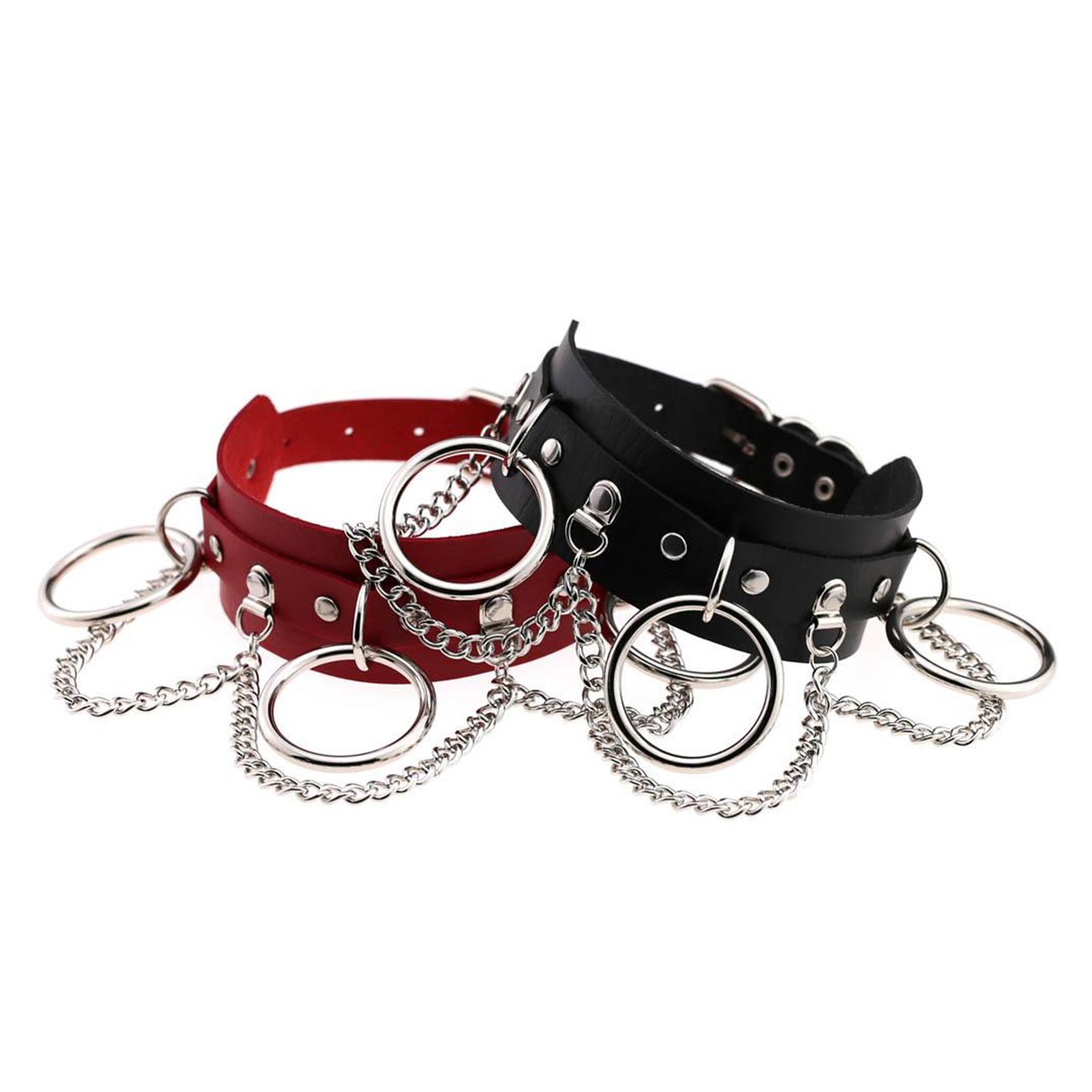 PU Leather Choker Necklace Chain Collar  Rock Necklace Decor