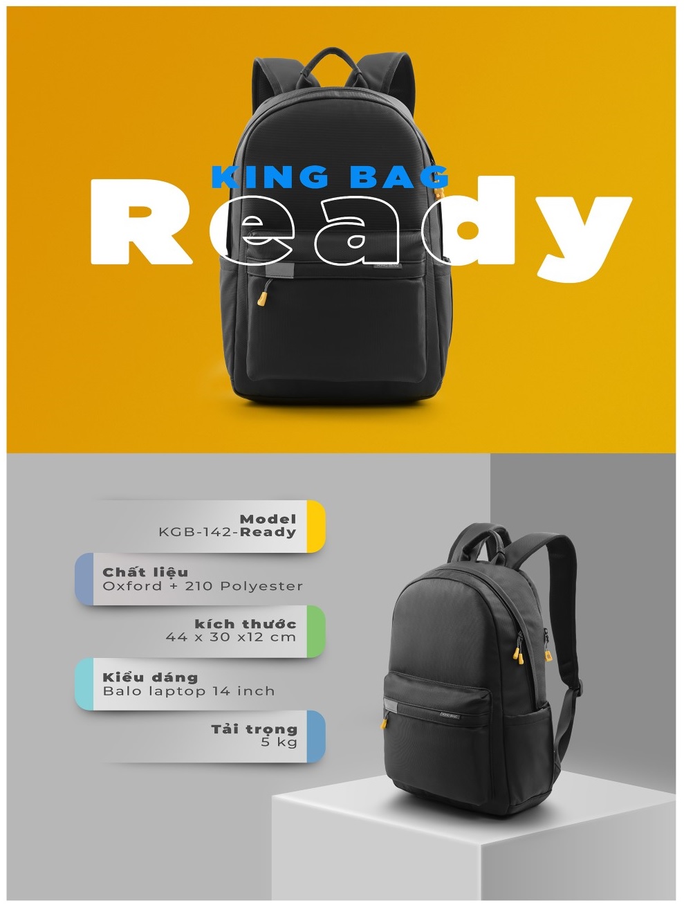 Balo laptop cao cấp Kingbag Ready