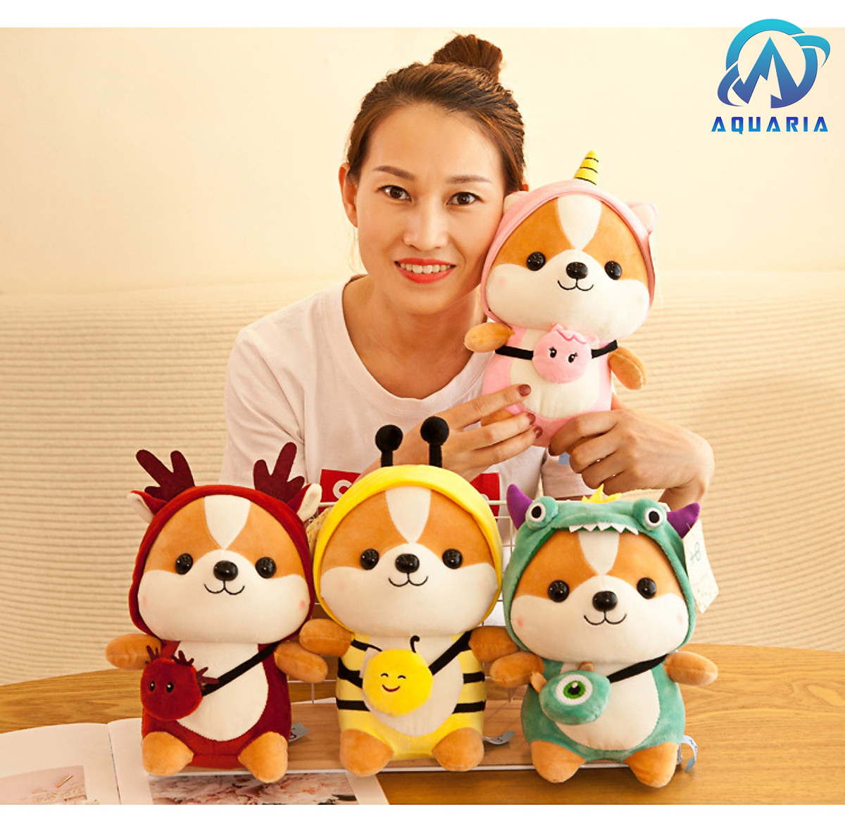 Thú Bông Chó Shiba Hóa Trang Cosplay Ngộ Nghĩnh 25cm Quà Tặng Siêu Dễ Thương