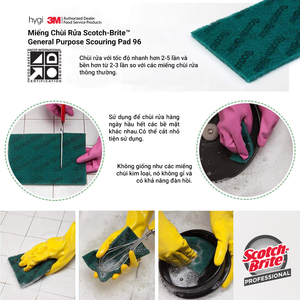 Miếng Chùi Rửa Đa Năng 3M Scotch-Brite Professional General Purpose Scouring Pad 96, 20 Miếng/hộp